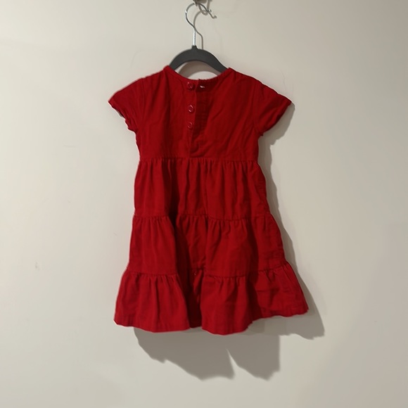 • Hanna Andersson • Corduroy Tiered Swing Short Sleeve Dress Red 4 - Picture 4 of 4